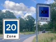 Zoneskilt med galgestander E53-20 1-sidet