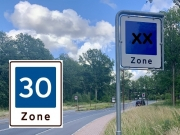 Zoneskilt med galgestander E53-30 1-sidet