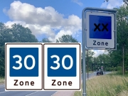 Zoneskilt med galgestander E53/53-30/30 2-sidet