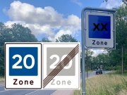 Zoneskilt med galgestander E53/54-20/20 2-sidet