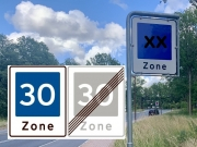 Zoneskilt med galgestander E53/54-30/30 2-sidet