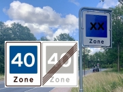 Zoneskilt med galgestander E53/54-40/40 2-sidet