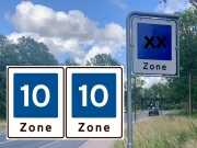 Zoneskilt med galgestander E53/53-10/10 2-sidet