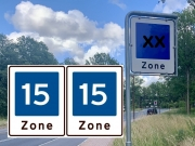 Zoneskilt med galgestander E53/53-15/15 2-sidet