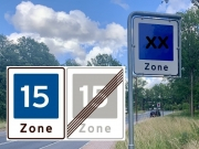 Zoneskilt med galgestander E53/54-15/15 2-sidet