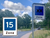 Zoneskilt med galgestander E53-15 1-sidet