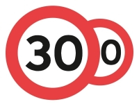 C55, 50 cm. Lokal hastighed 30, dobbeltsidet