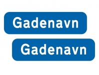 Gadeskilt 16x90 cm. valgfri tekst - 10 bogstaver. 2-sidet