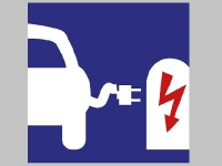 1 stk. "Asfaltskilt" Elbil og stander 100x100 cm